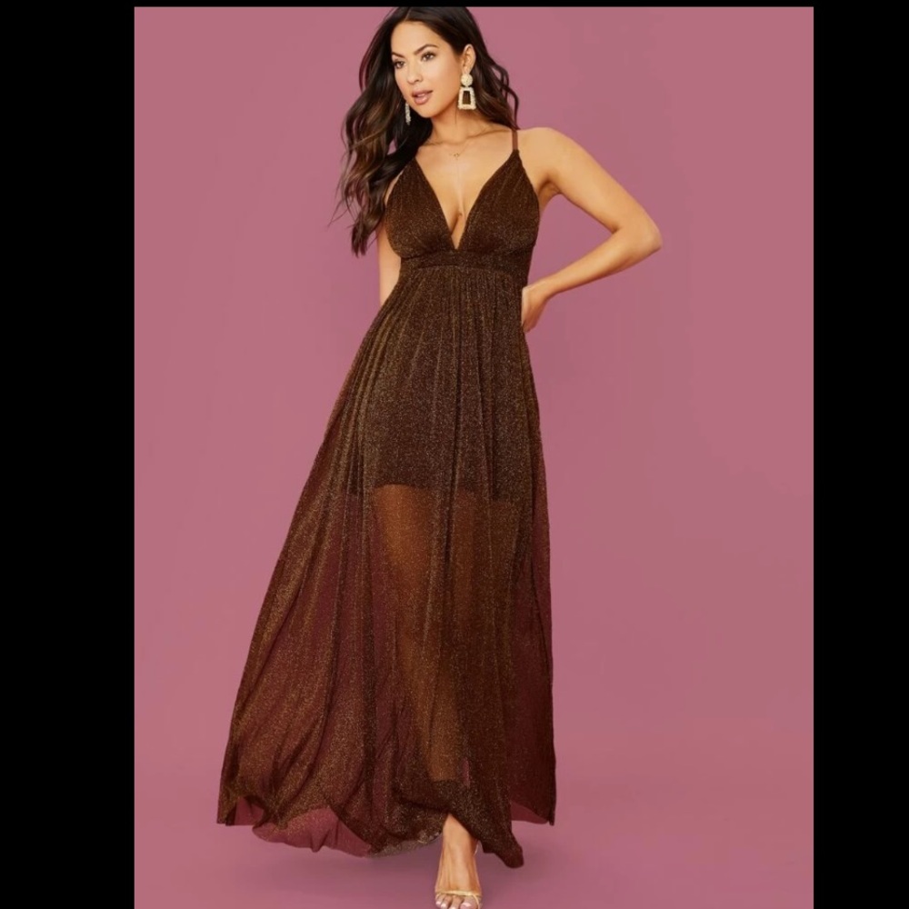⭐️$ negotiable Brown Gold Glitter Dress